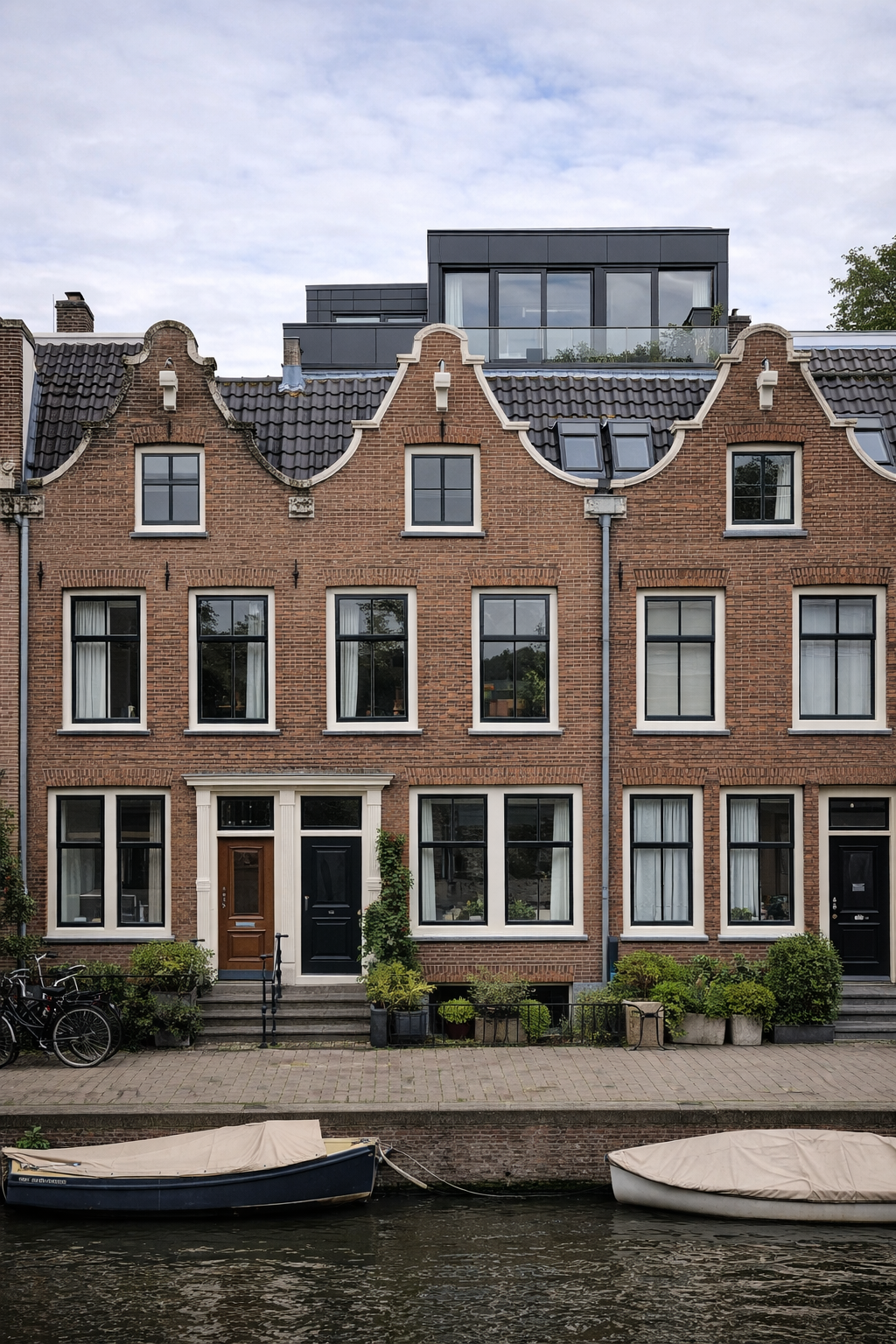 Setback dakopbouw terugliggend van de gevel op rijtjeswoning in Amsterdam Zuid
