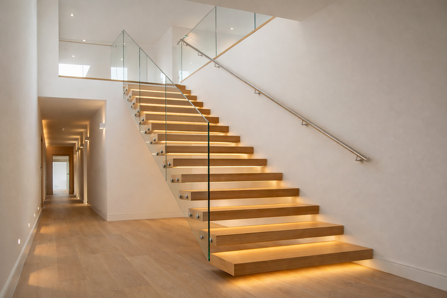 Glazen balustrade bij trap - modern en licht