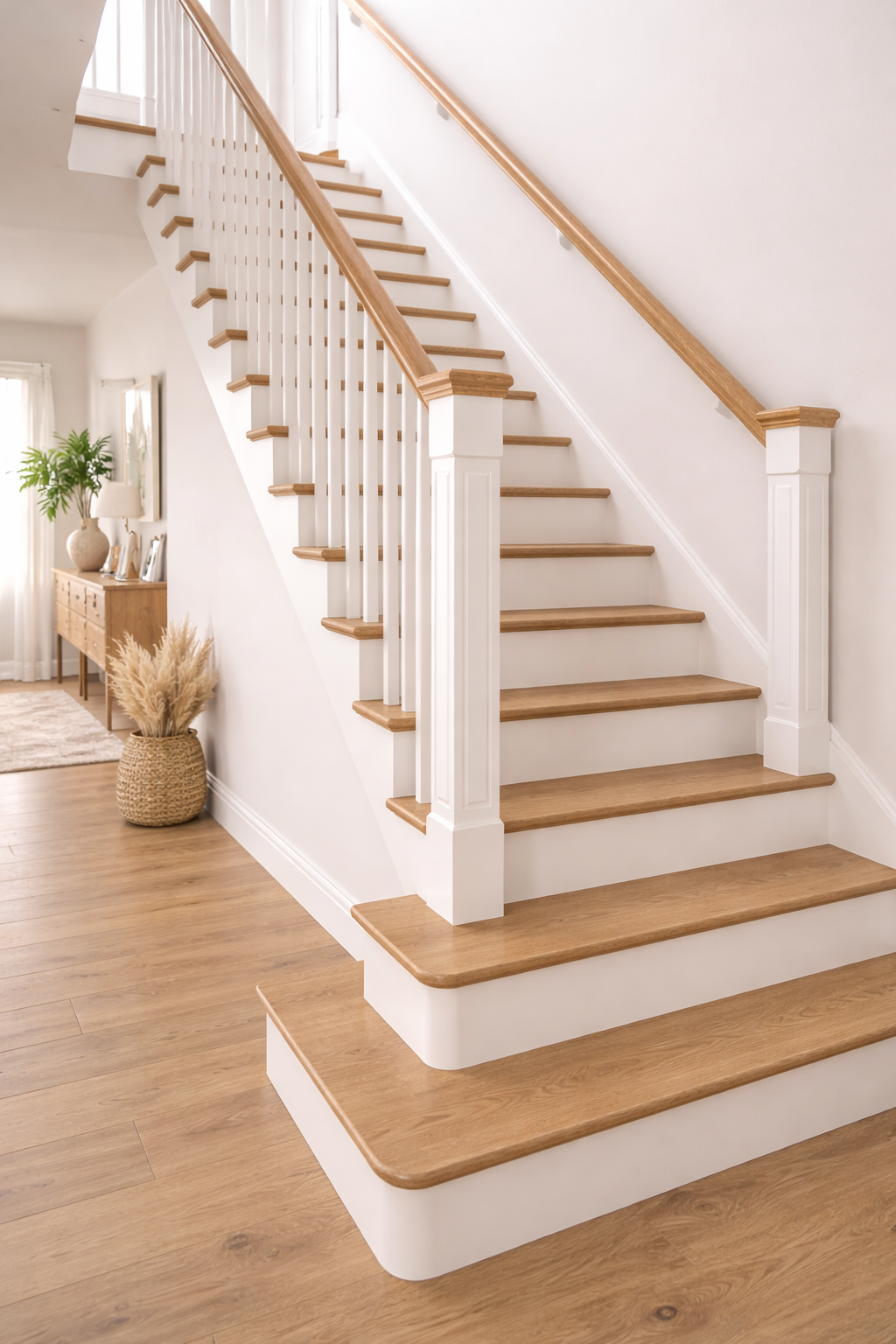 Gerenoveerde trap met eiken treden - moderne uitstraling