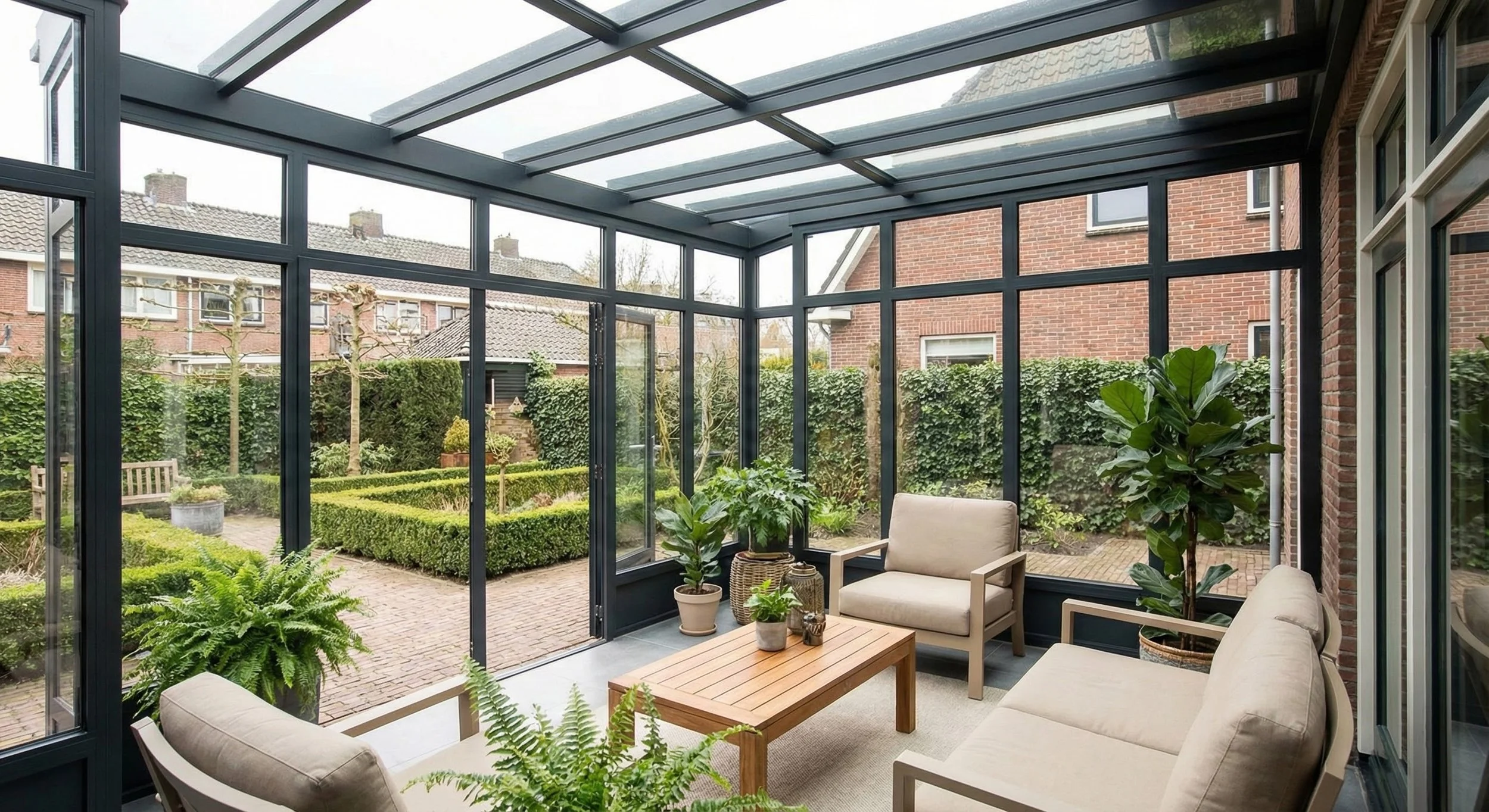 Serre aanbouw met veel licht