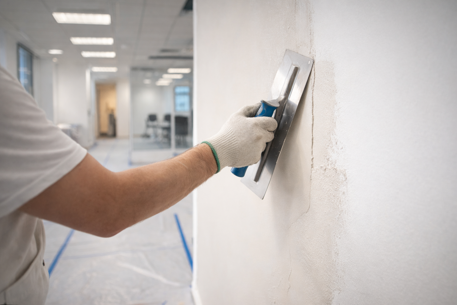 Professionele afbouw werkzaamheden - stucwerk en schilderwerk in uitvoering