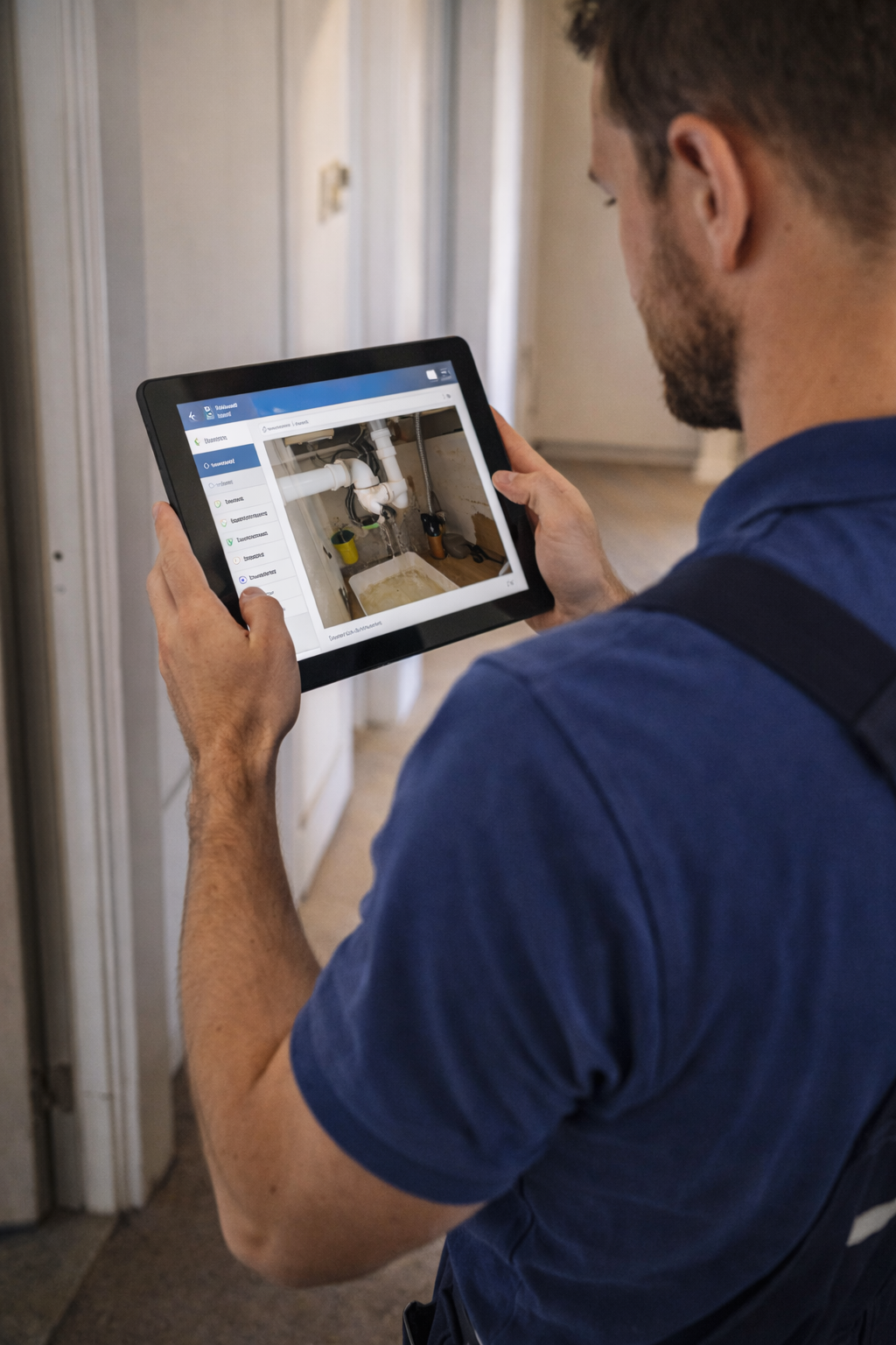 Monteur met tablet voor digitale storingsafhandeling