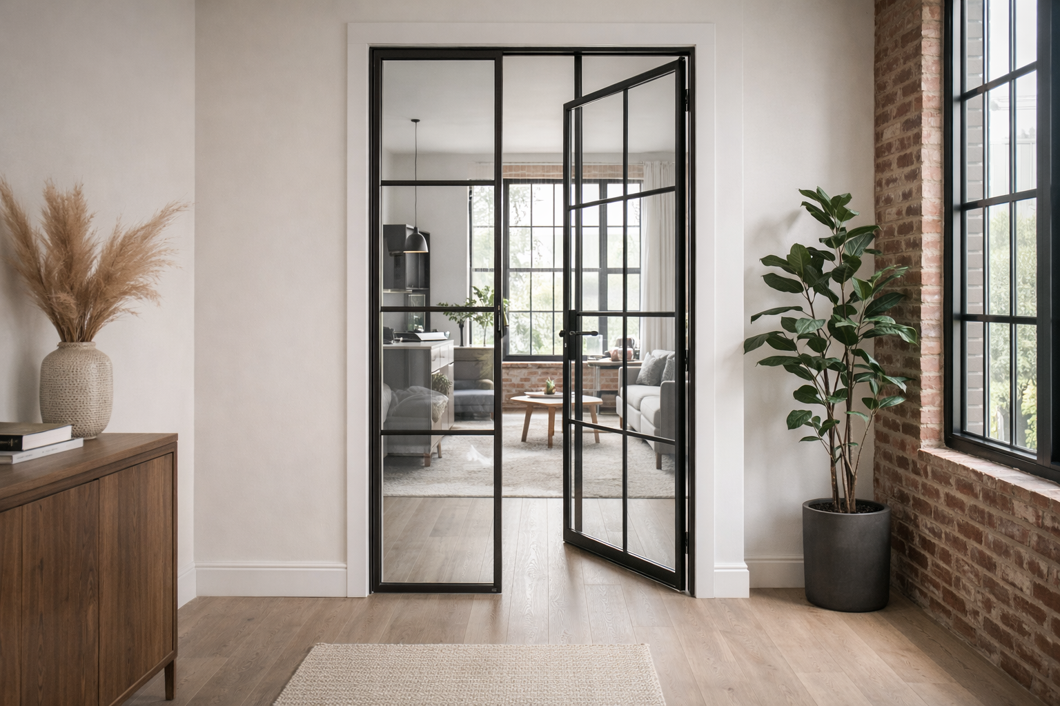 Stalen binnendeur met glas