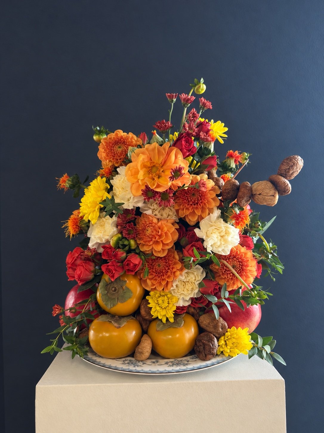 Autumn flowers and fruit for Kevin and Rachel’s fourth anniversary.