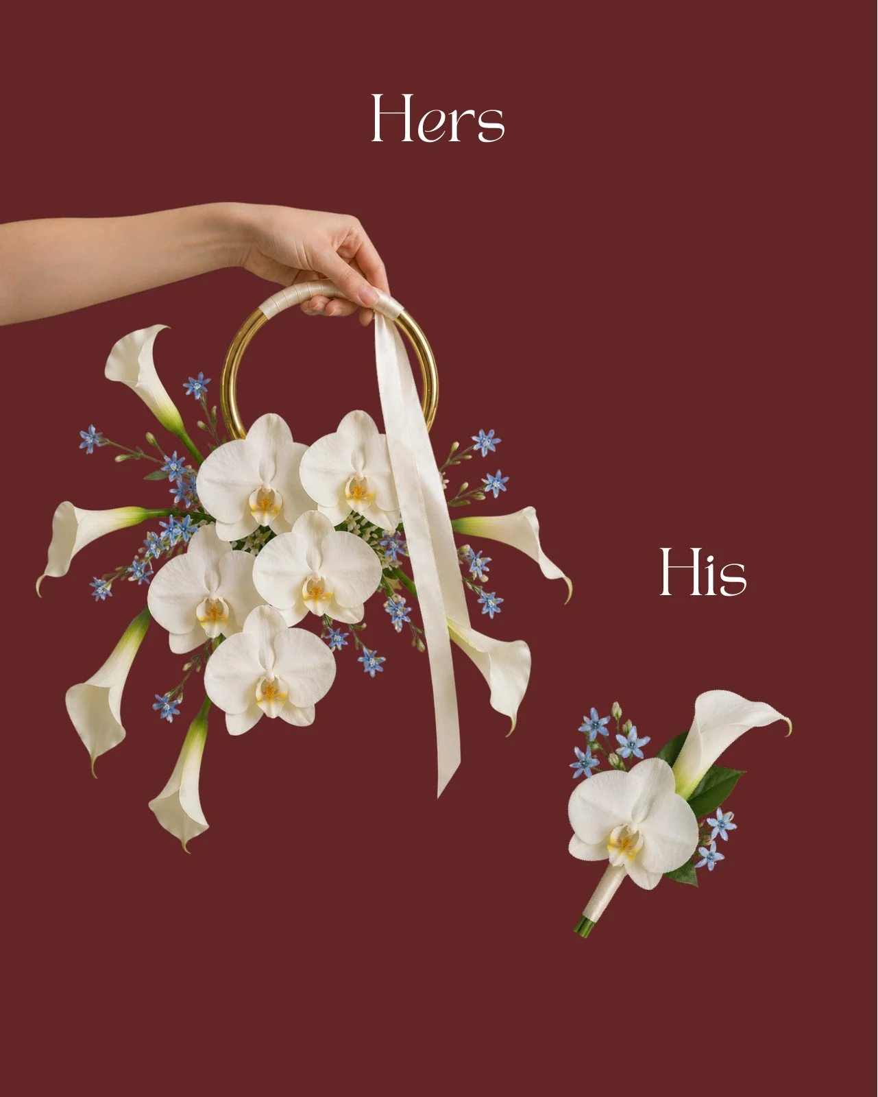 Digital concept rendering of a floral purse and coordinating boutonniere.