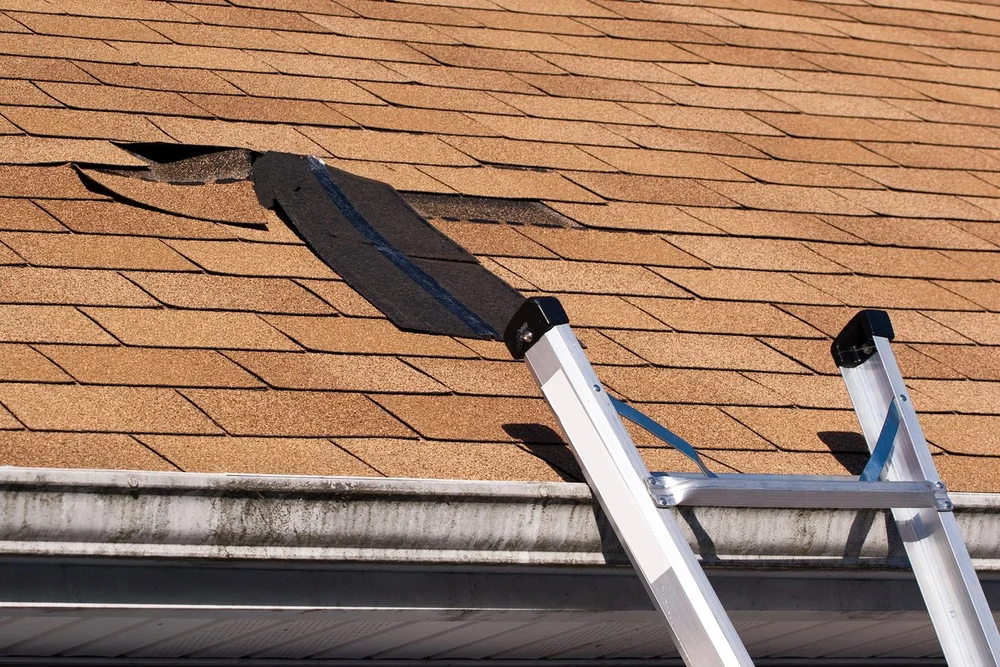 Storm damaged roof requiring repair in Detroit Michigan