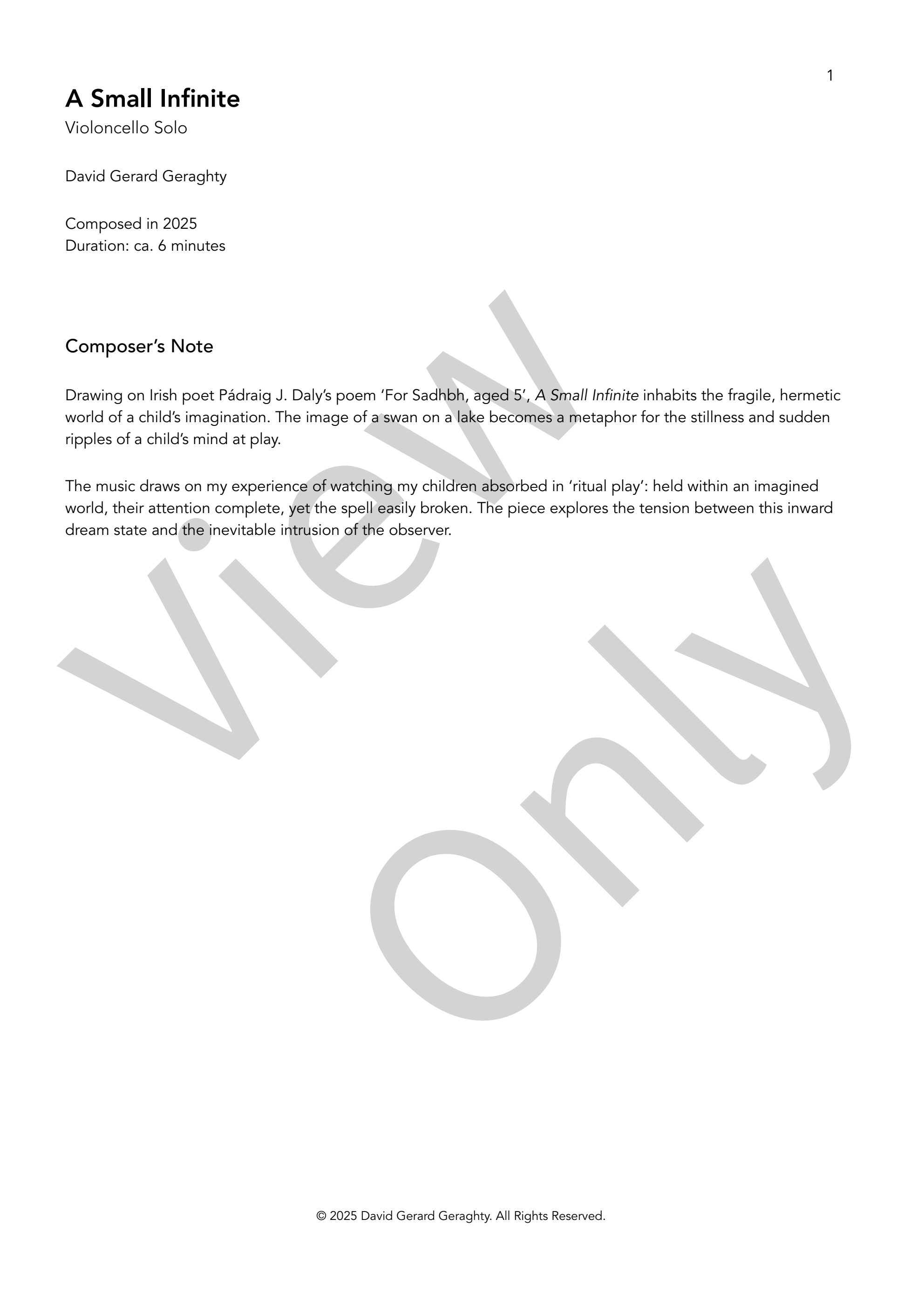 A Small Infinite, watermarked perusal page 2
