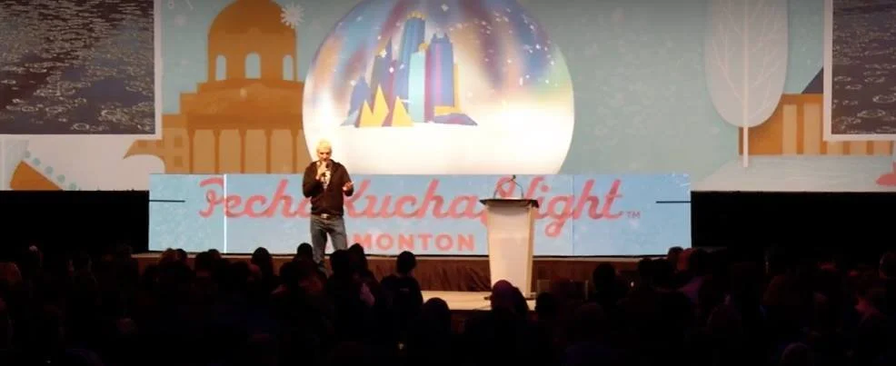 Glenn Kubish delivering a Pecha Kucha talk
