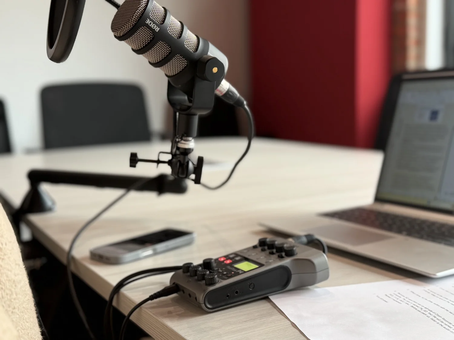 Behind the scenes voiceover recording equipment
