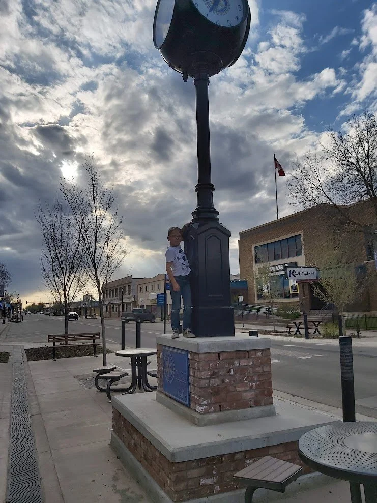 Street clock in downtown Leduc