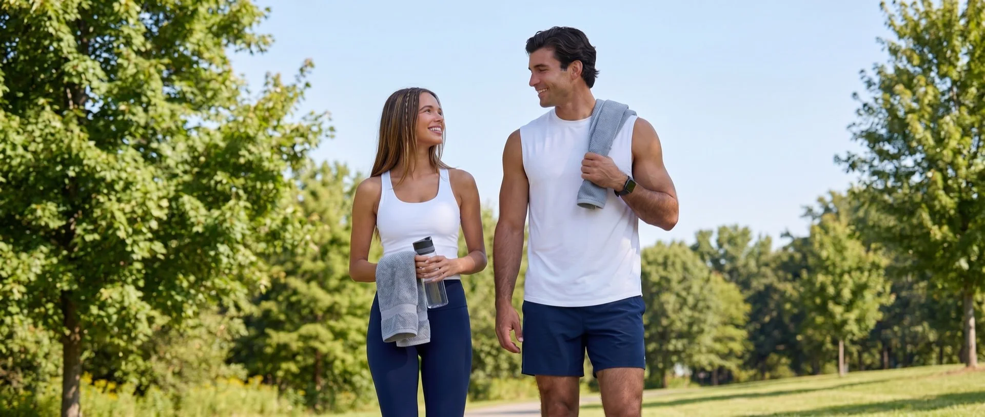 Couple walking outdoors