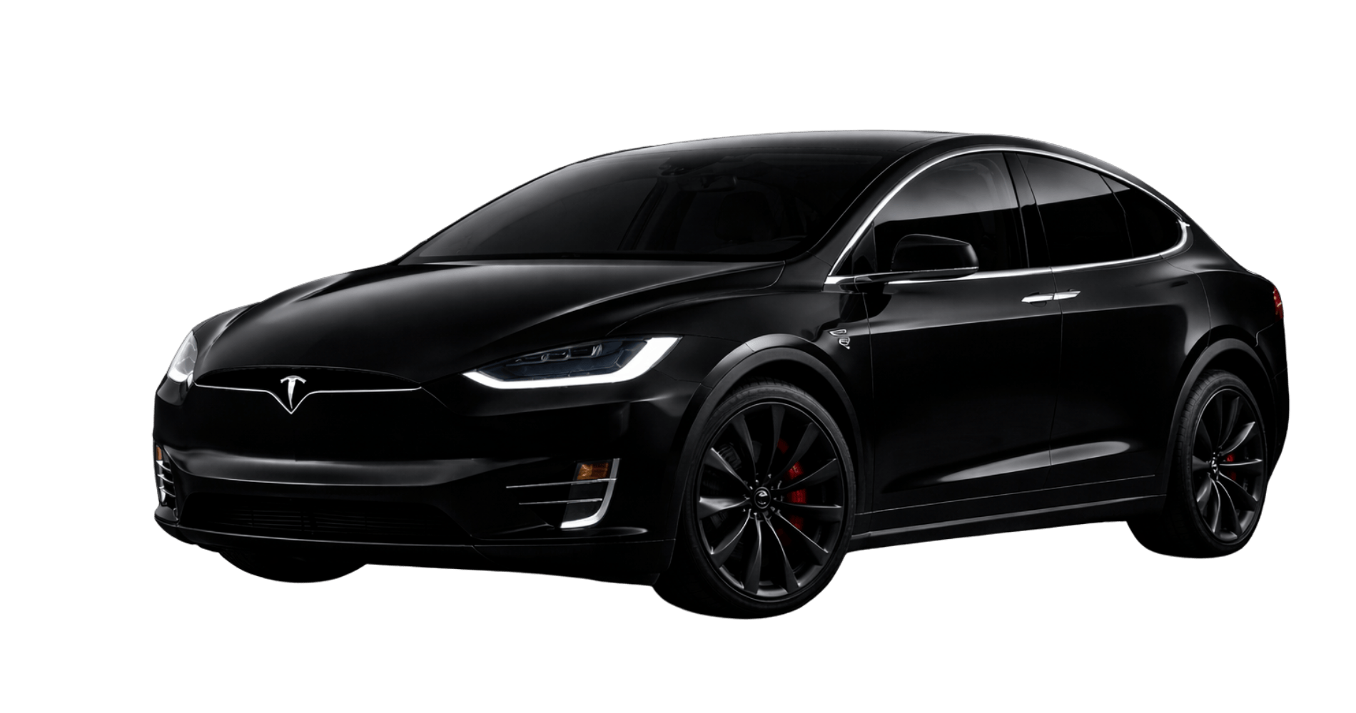 Schwarzes Tesla Model X im Studio – Symbolbild für EMF-Schutzprodukte und Zubehör für Elektroautos von PRANA