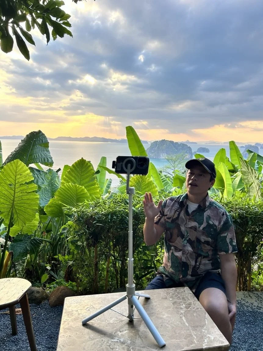 Filming a message on location