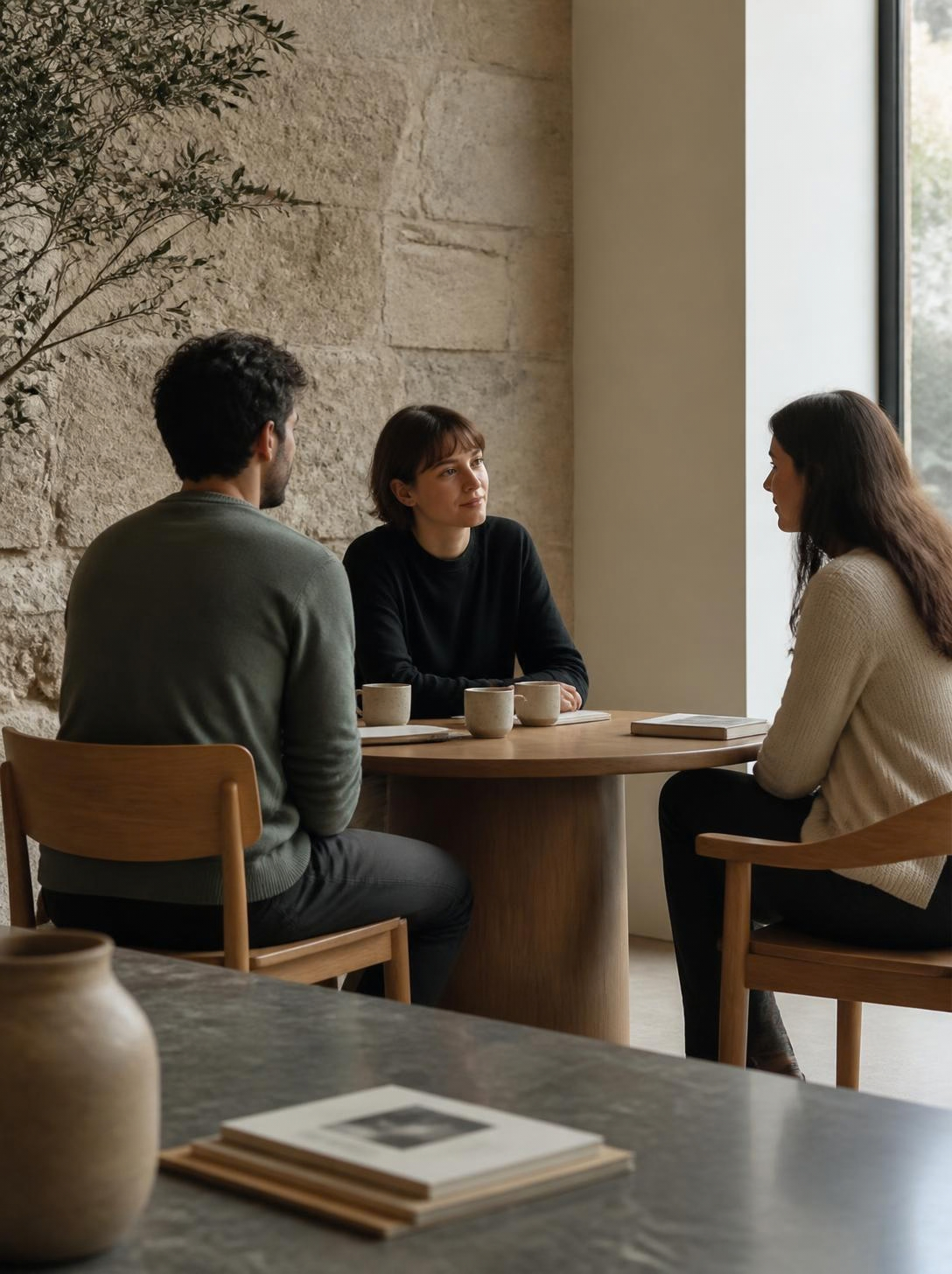 Reflective team dialogue in a quiet workplace setting