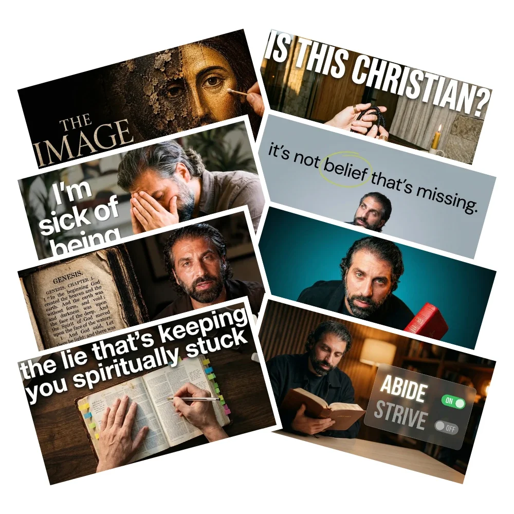 A selection of Awaken to Jesus YouTube thumbnails displayed in a fanned arrangement