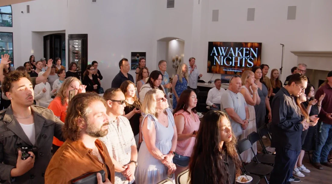 People gathered at an Awaken to Jesus event