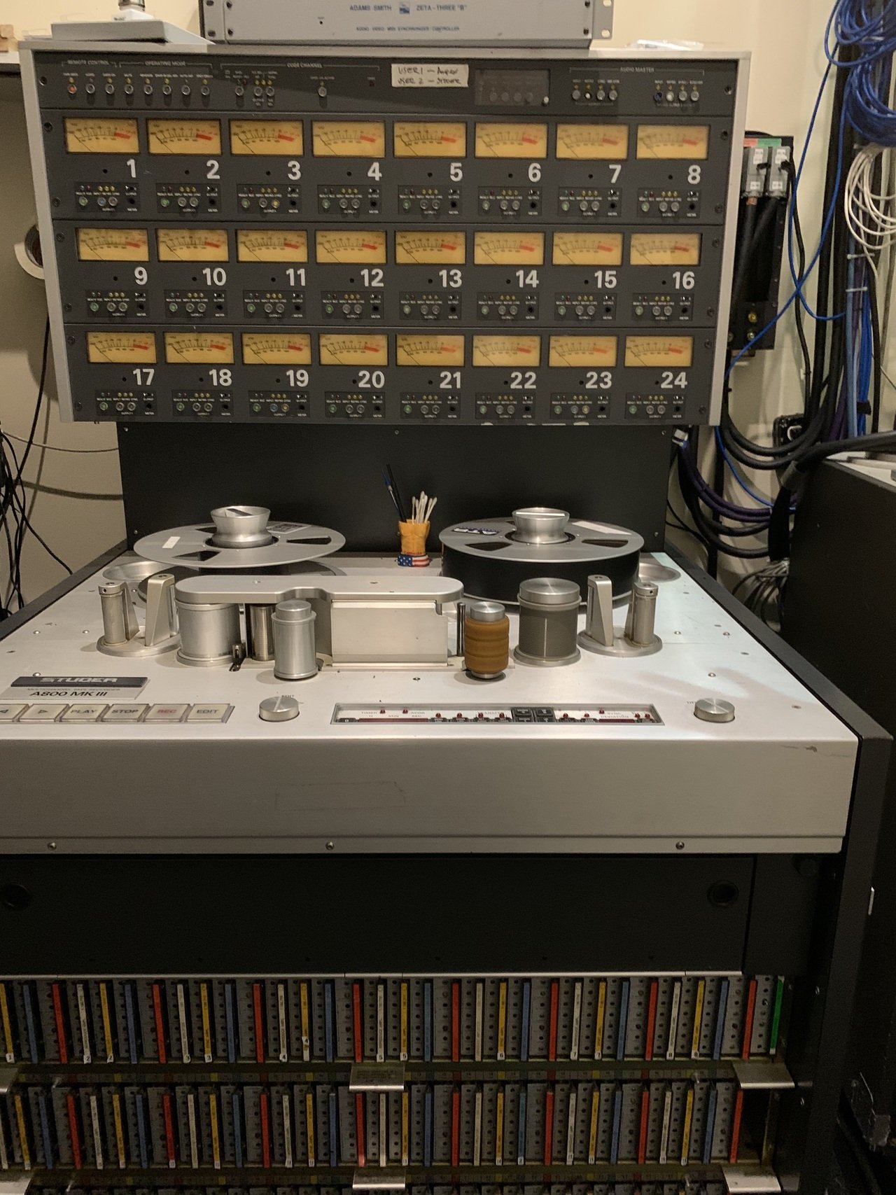 Professional recording or post-production facility photograph.