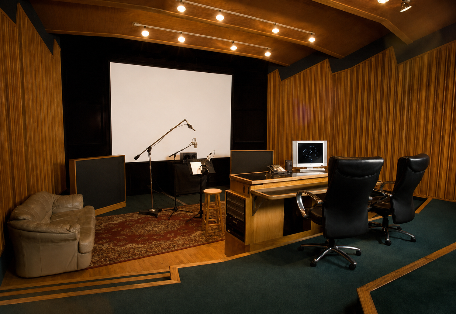 Professional recording or post-production facility photograph.