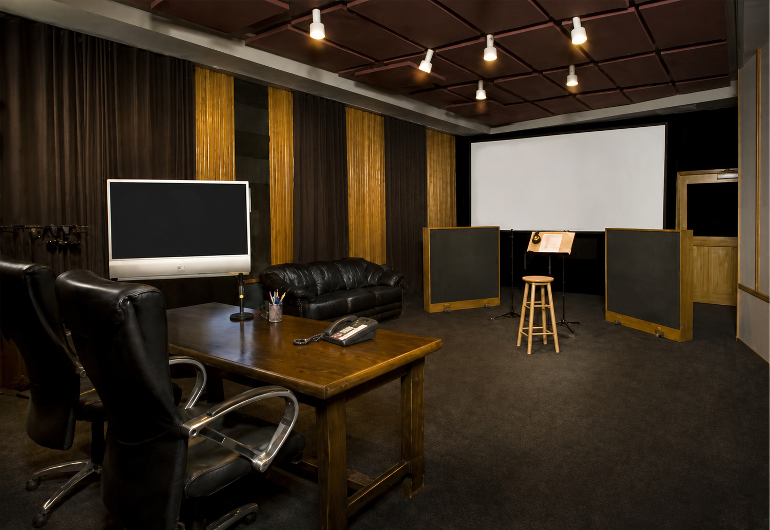Professional recording or post-production facility photograph.