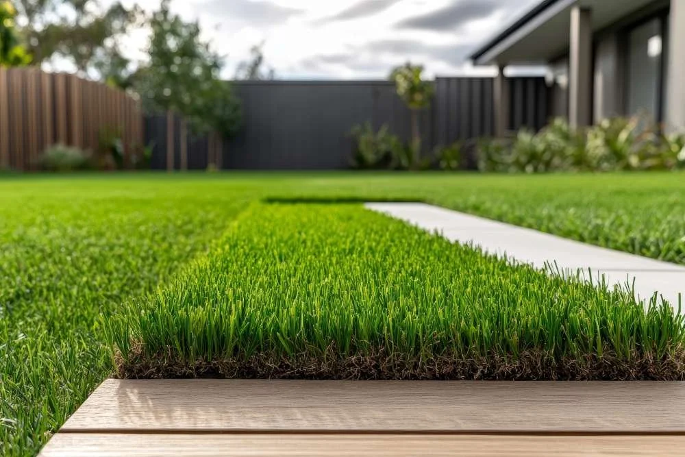 Lawn being mowed and edged