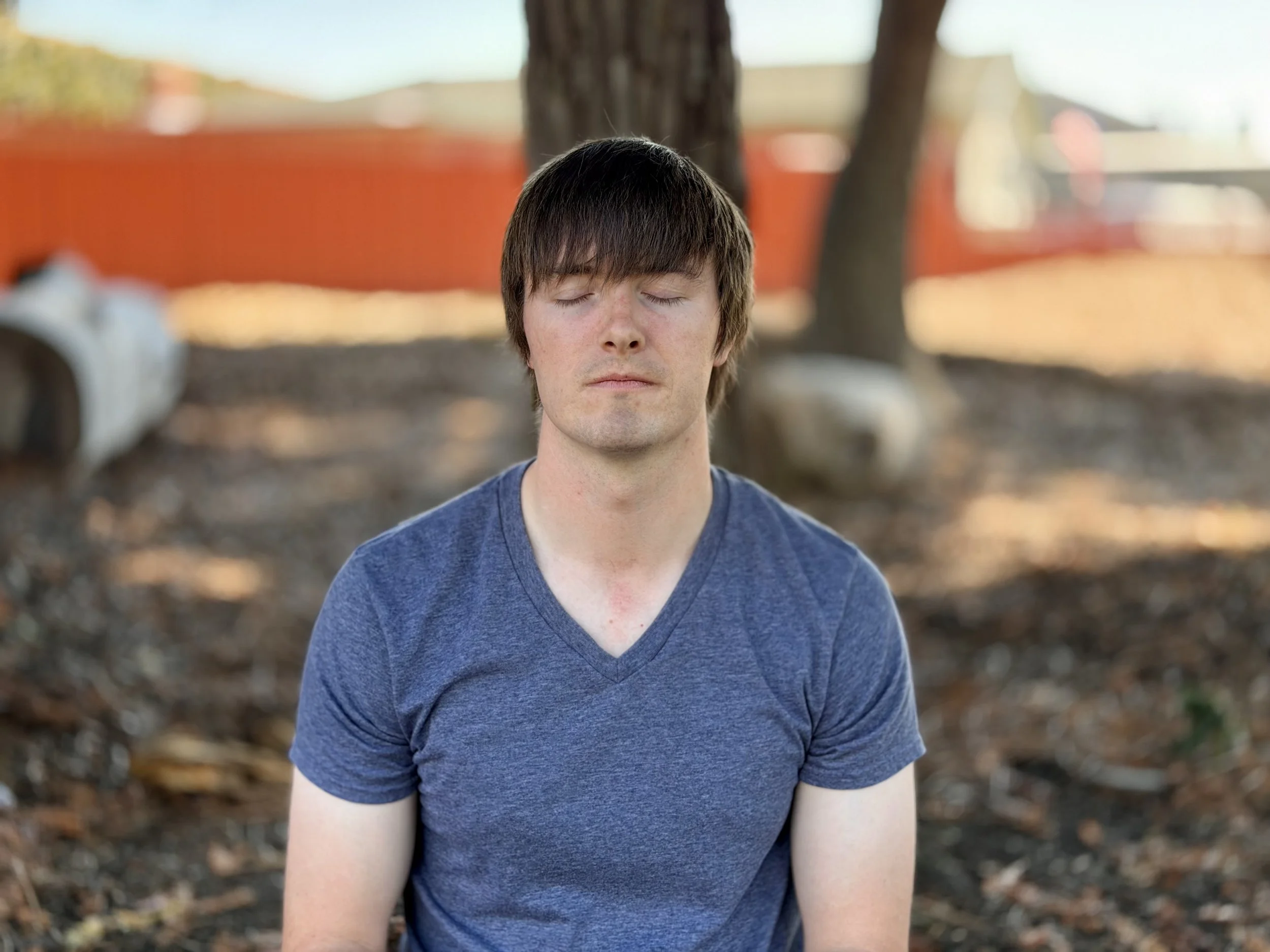 Practitioner demonstrating mindfulness of breathing (Ānāpānasati)