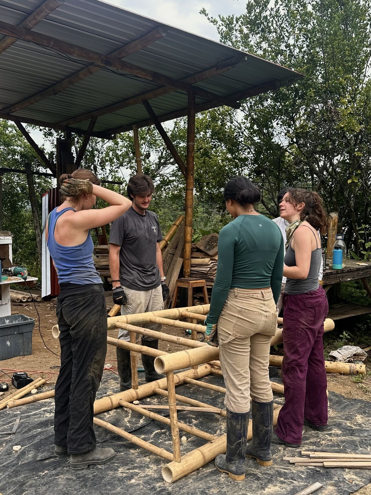 Full-scale MassBu bamboo component research.