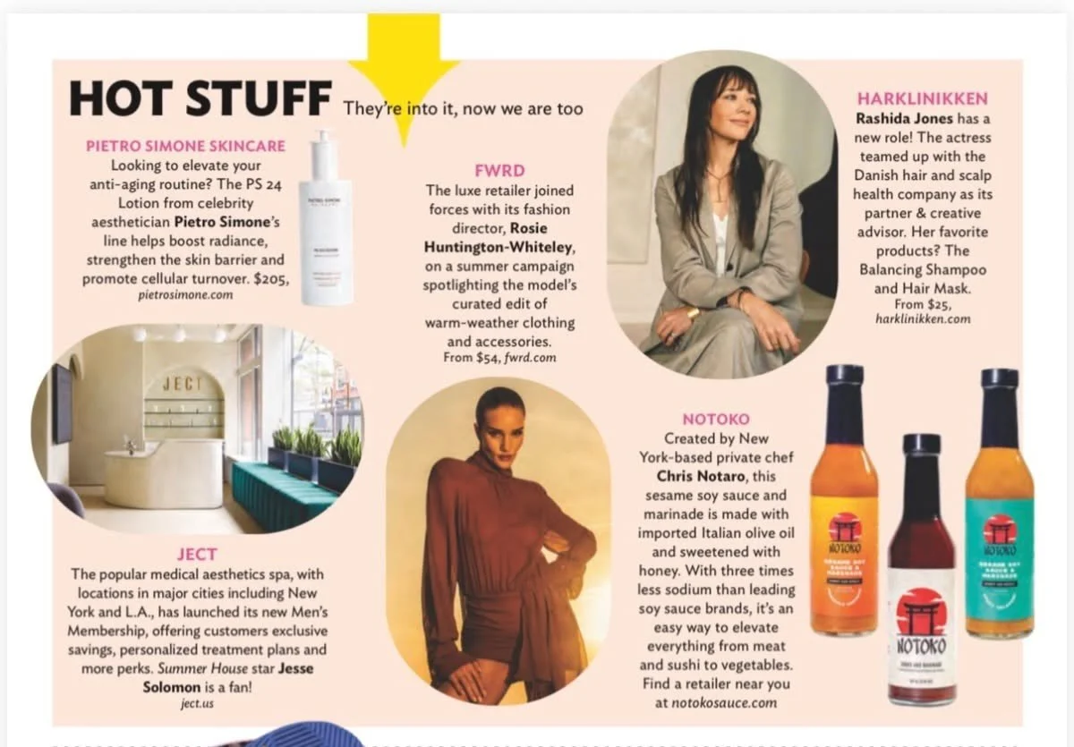 Notoko Sauce featured in the Hot Stuff section of Us Weekly magazine