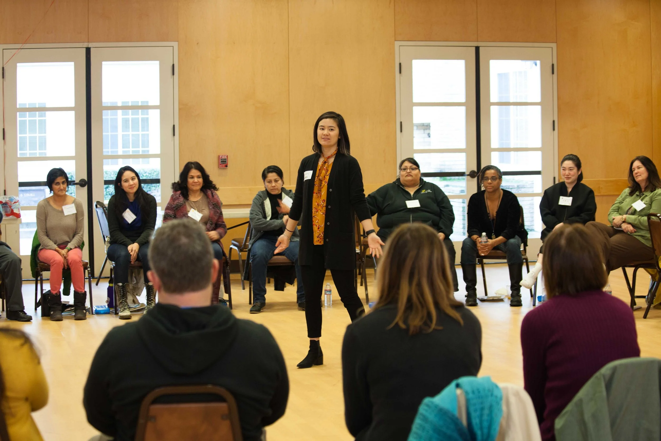 CircleUp facilitator guiding participants during a restorative justice circle training.