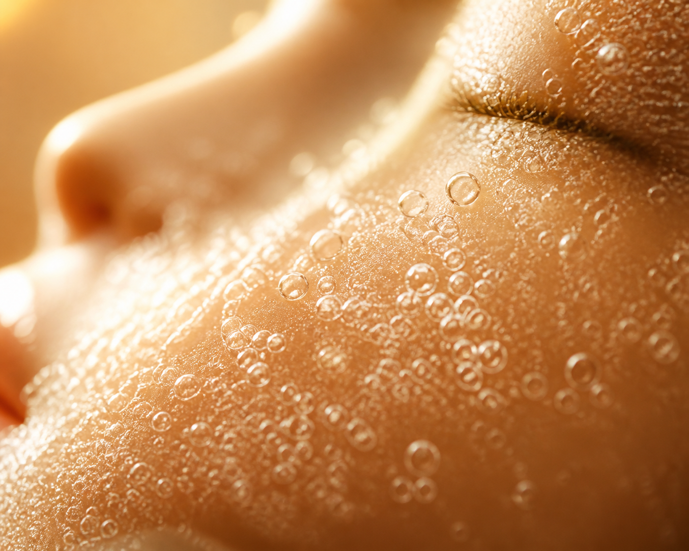 Oxygen bubbles on skin surface