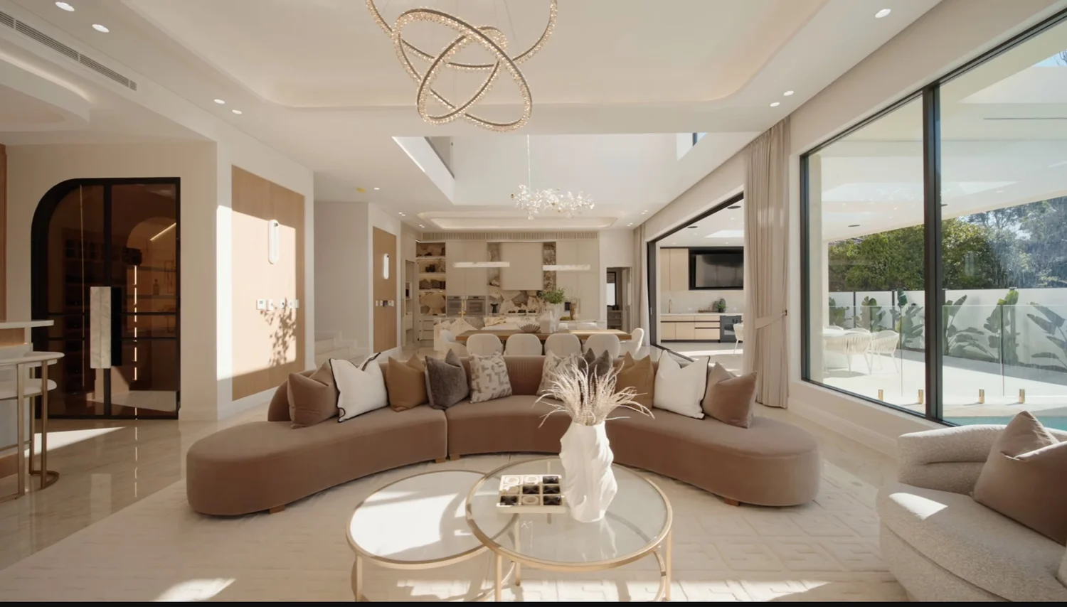 Lindfield living room with the custom steel cellar doors visible beside the bar