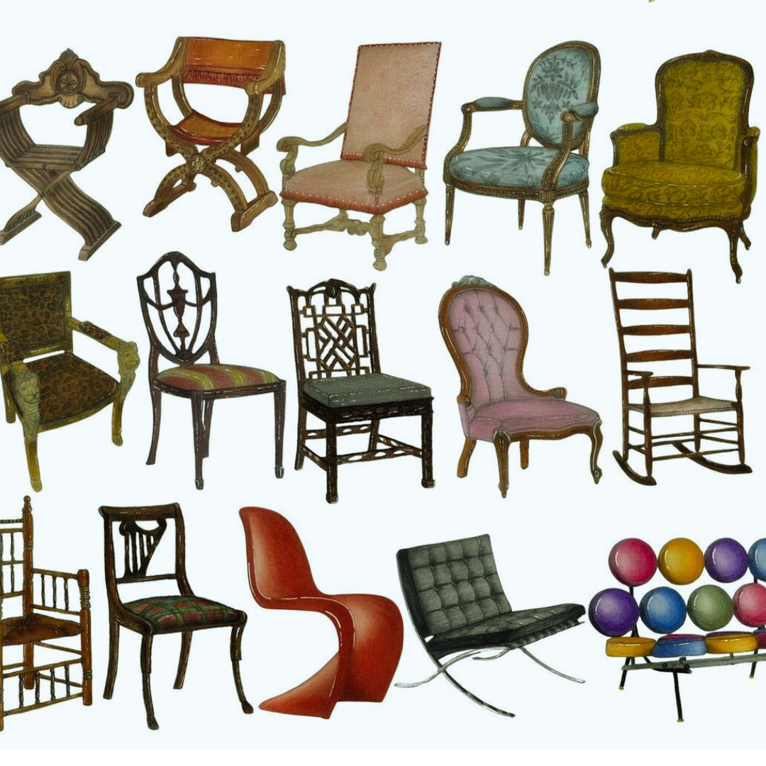Iconic Chairs Drawing and Rendering
