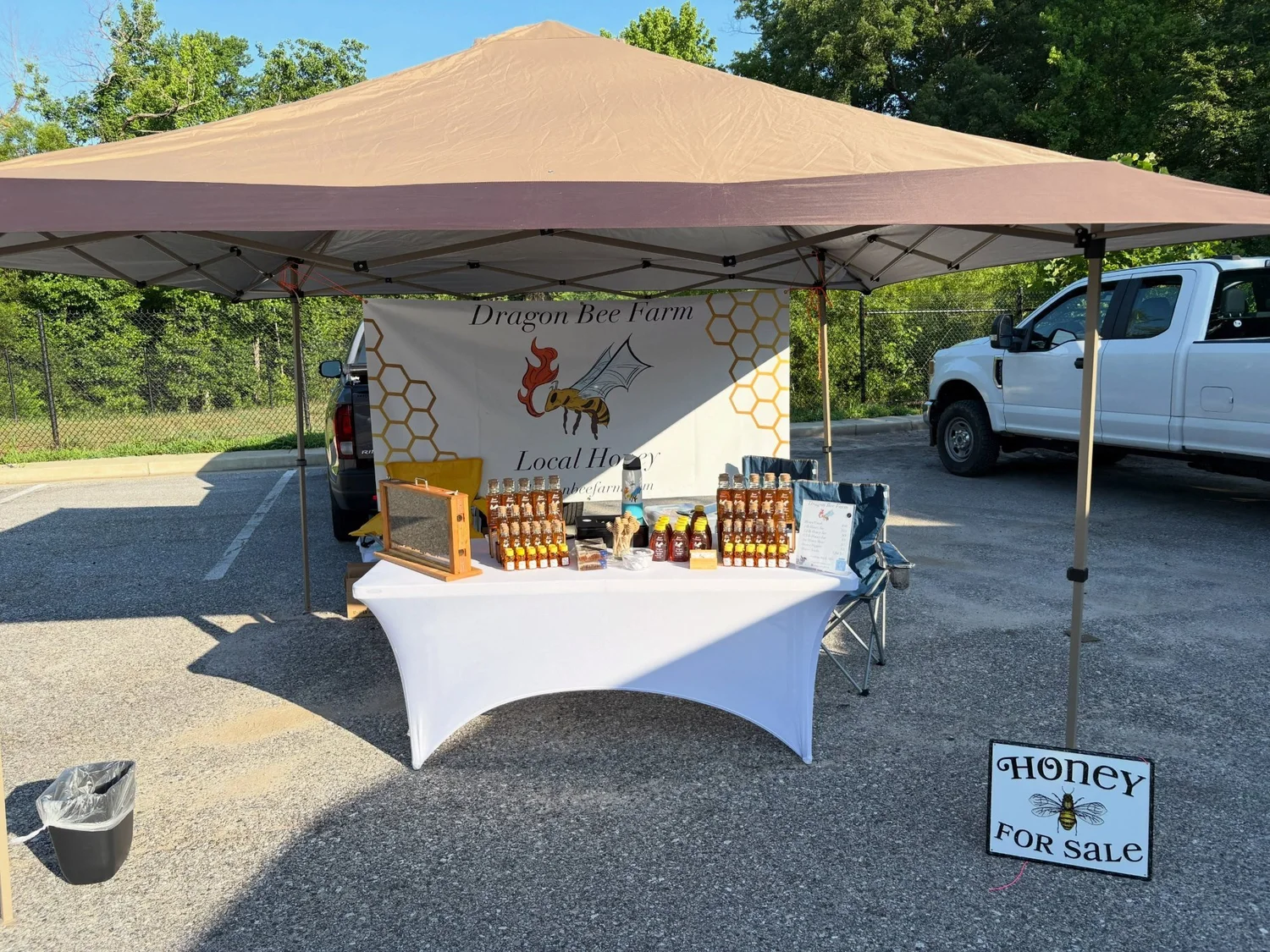 The Dragon Bee Farm tent at the Severna Park Farmers Market
