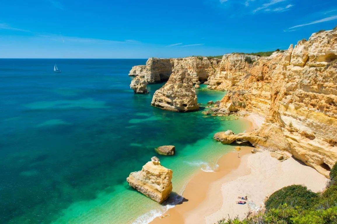Algarve beach cliffs and clear water
