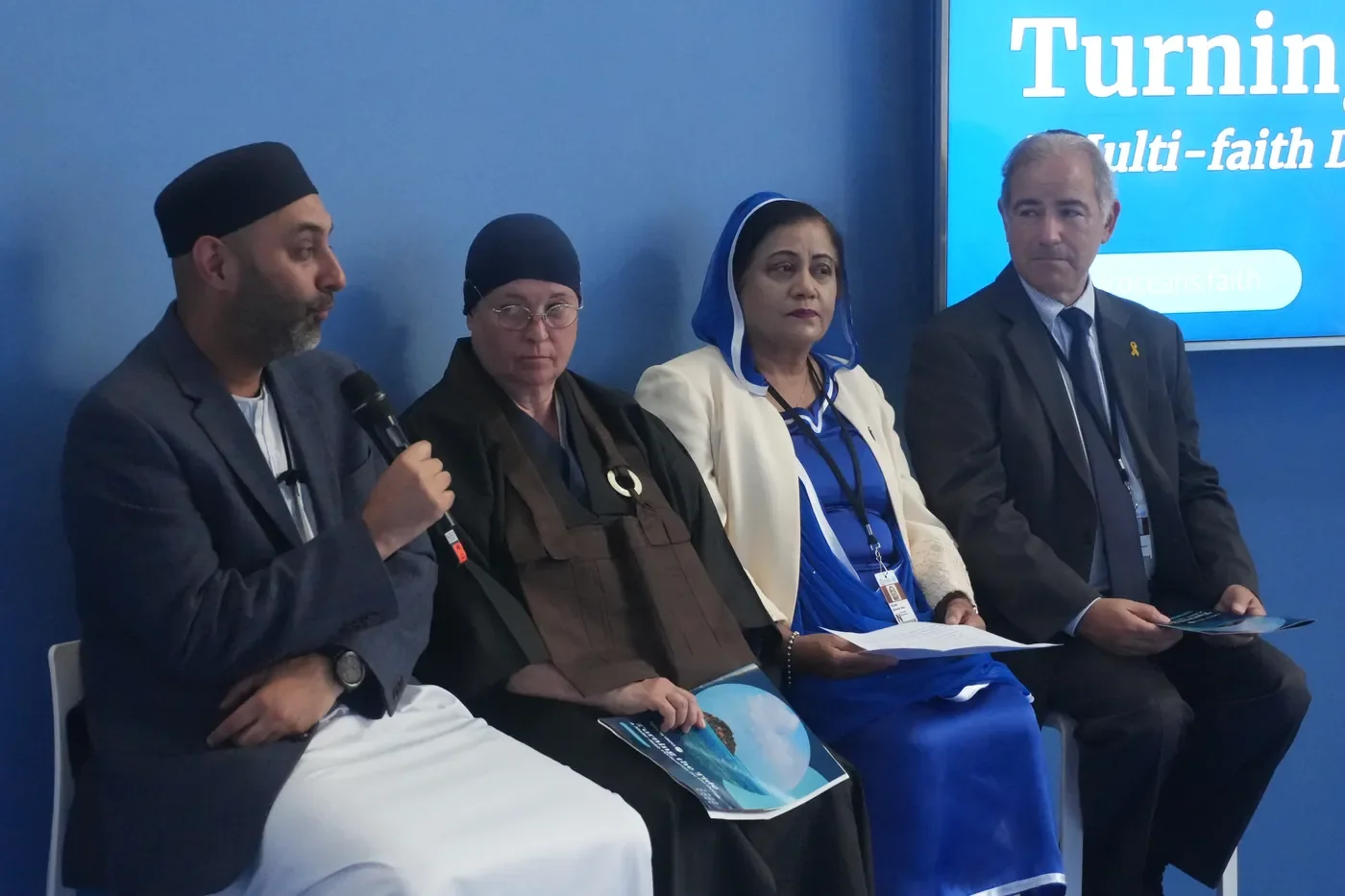 Four faith leaders speak on a panel at the launch of Turning the Tide in Nice, June 2025.
