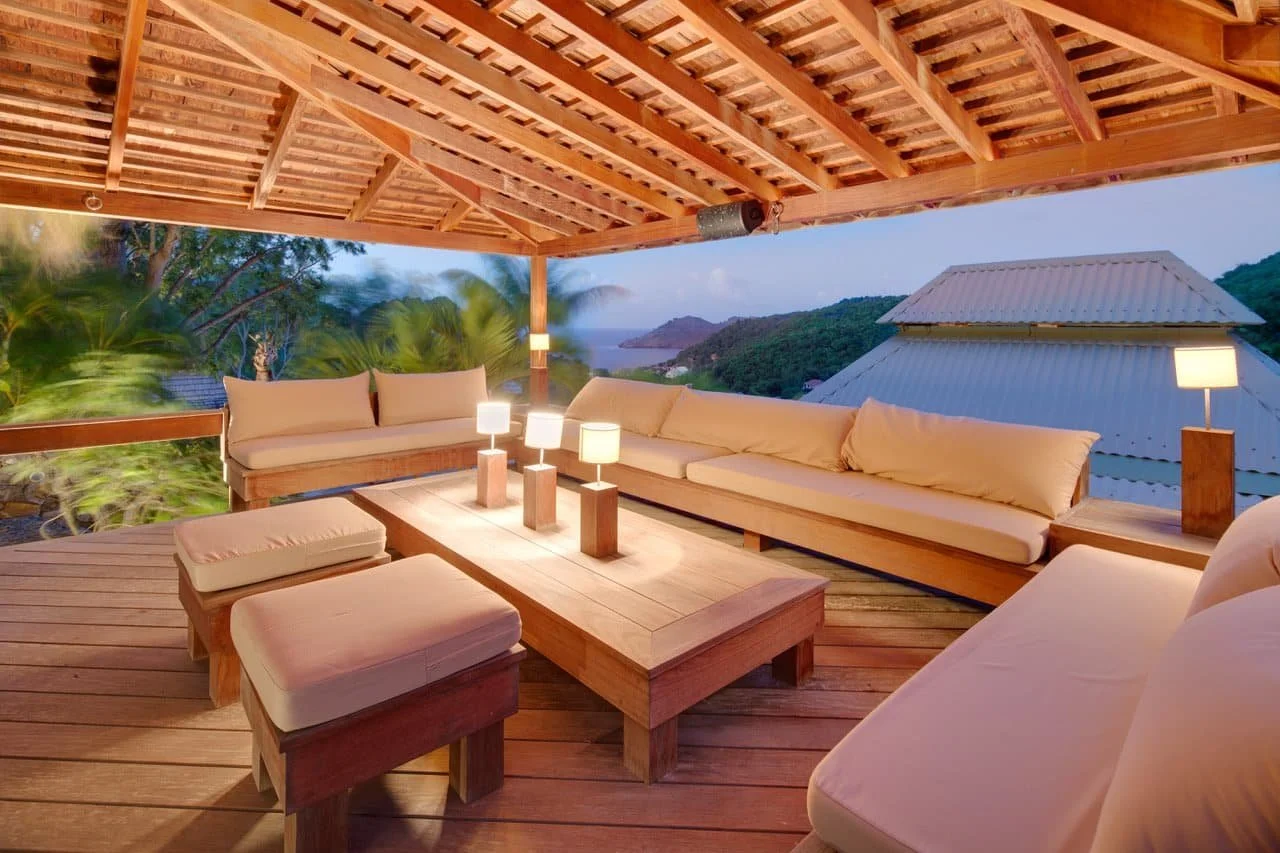 Outdoor lounge in the evening