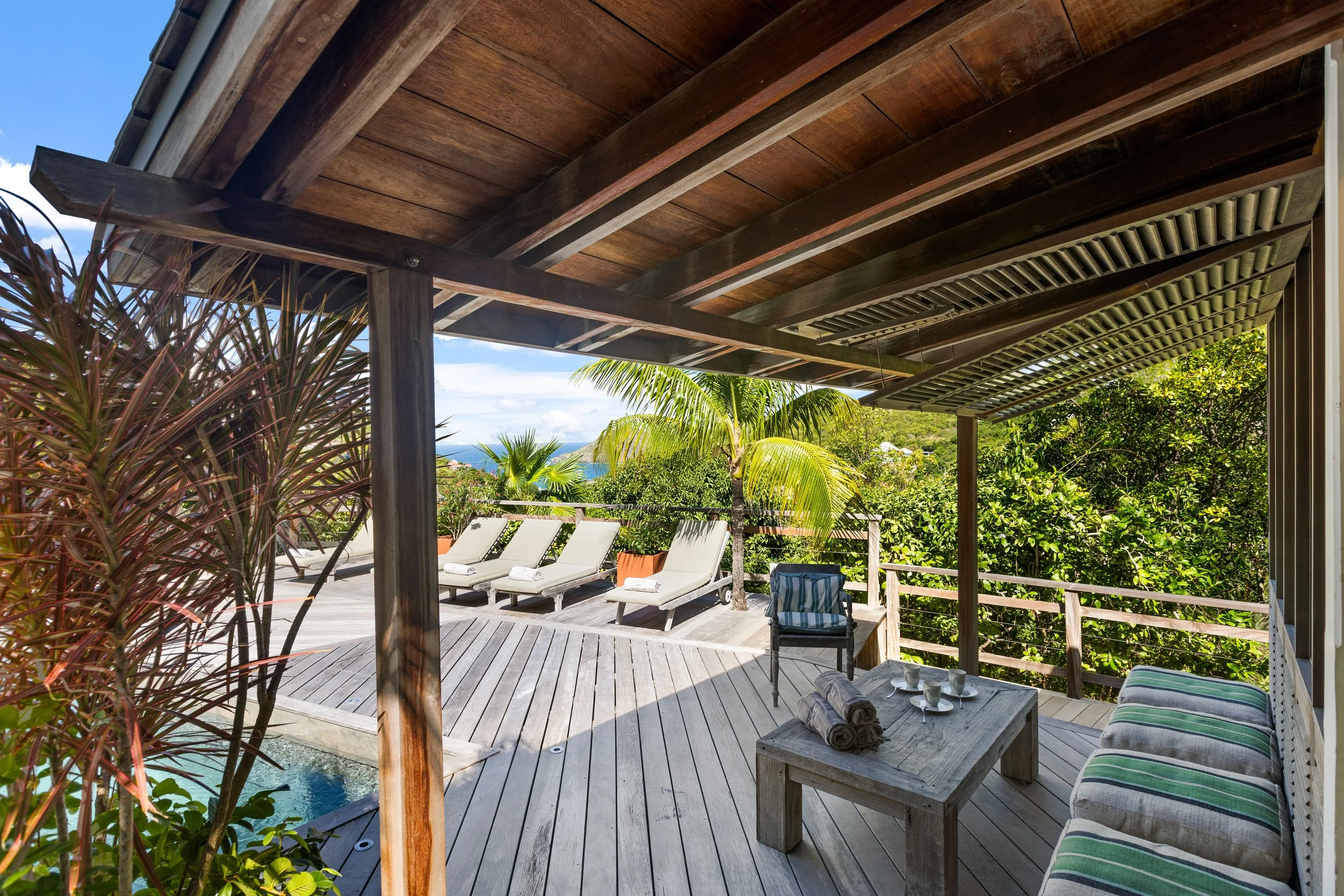 Pool deck with sunbeds