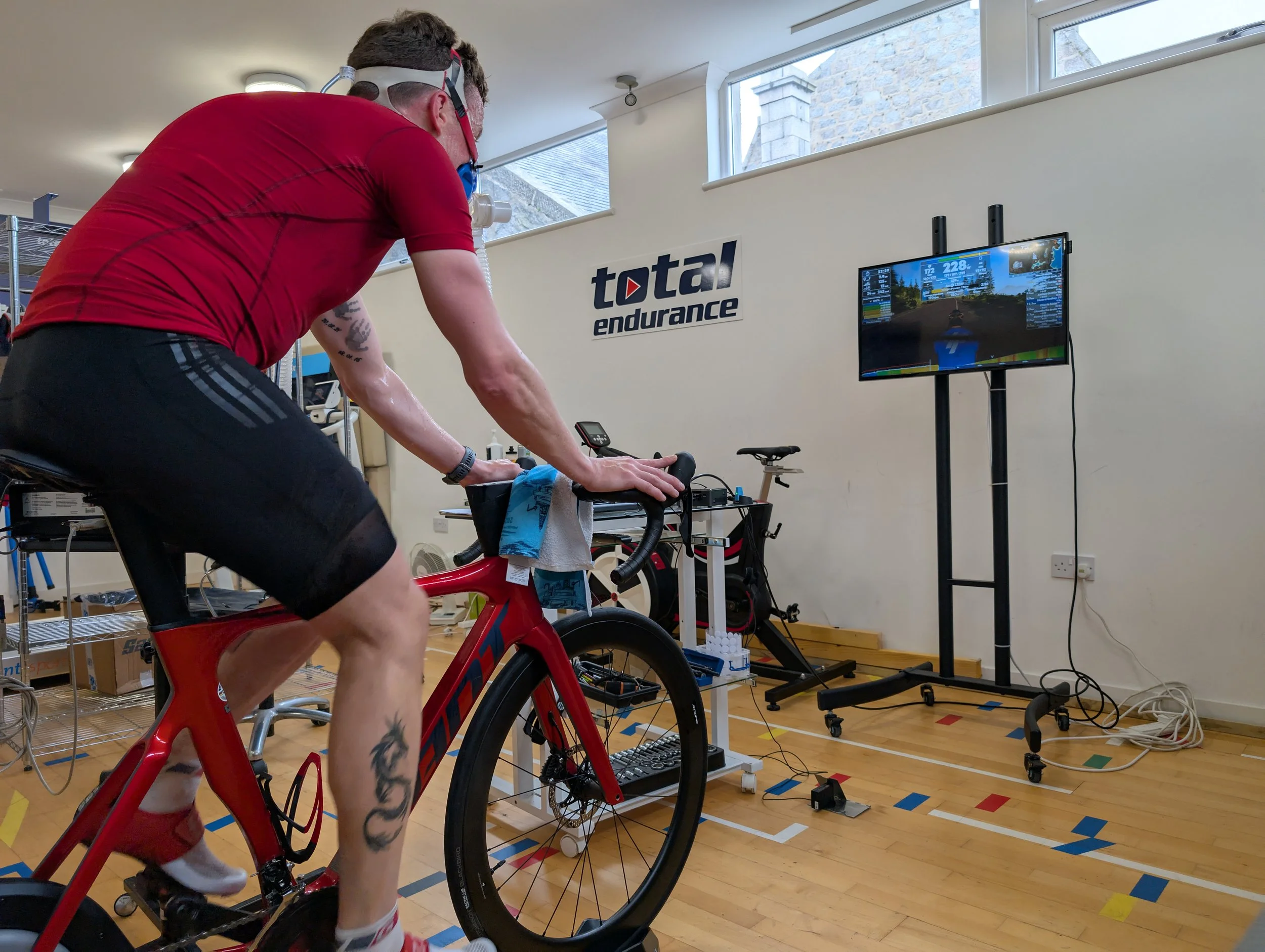 Stuart Finley testing on his TT bike in the Total Endurance lab