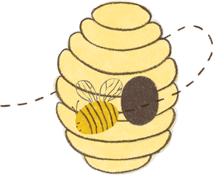 A Miss B’s bee flying home to the hive