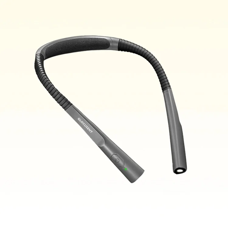 Glocusent rechargeable LED neck reading light in gray