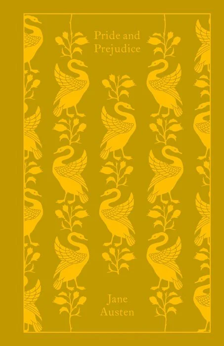 Penguin Clothbound Classics edition of Pride and Prejudice with a mustard and gold cover