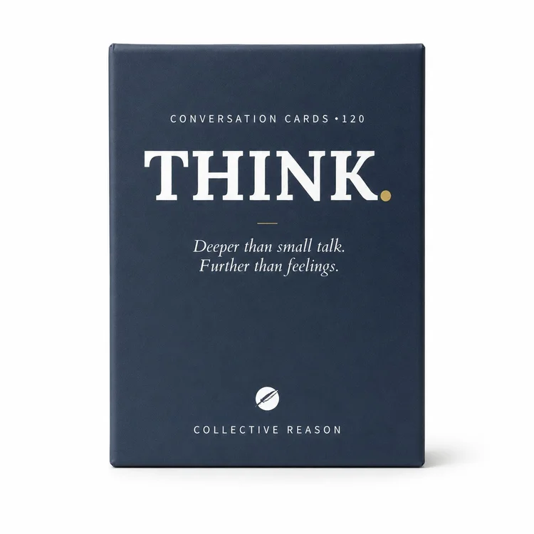 THINK. conversation card deck box in navy