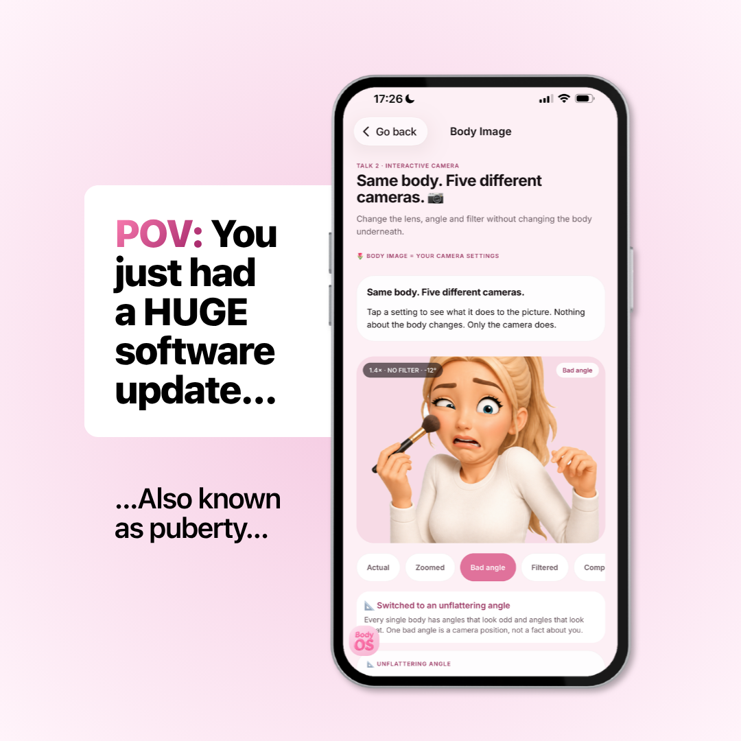 Body OS creative describing puberty as the biggest software update