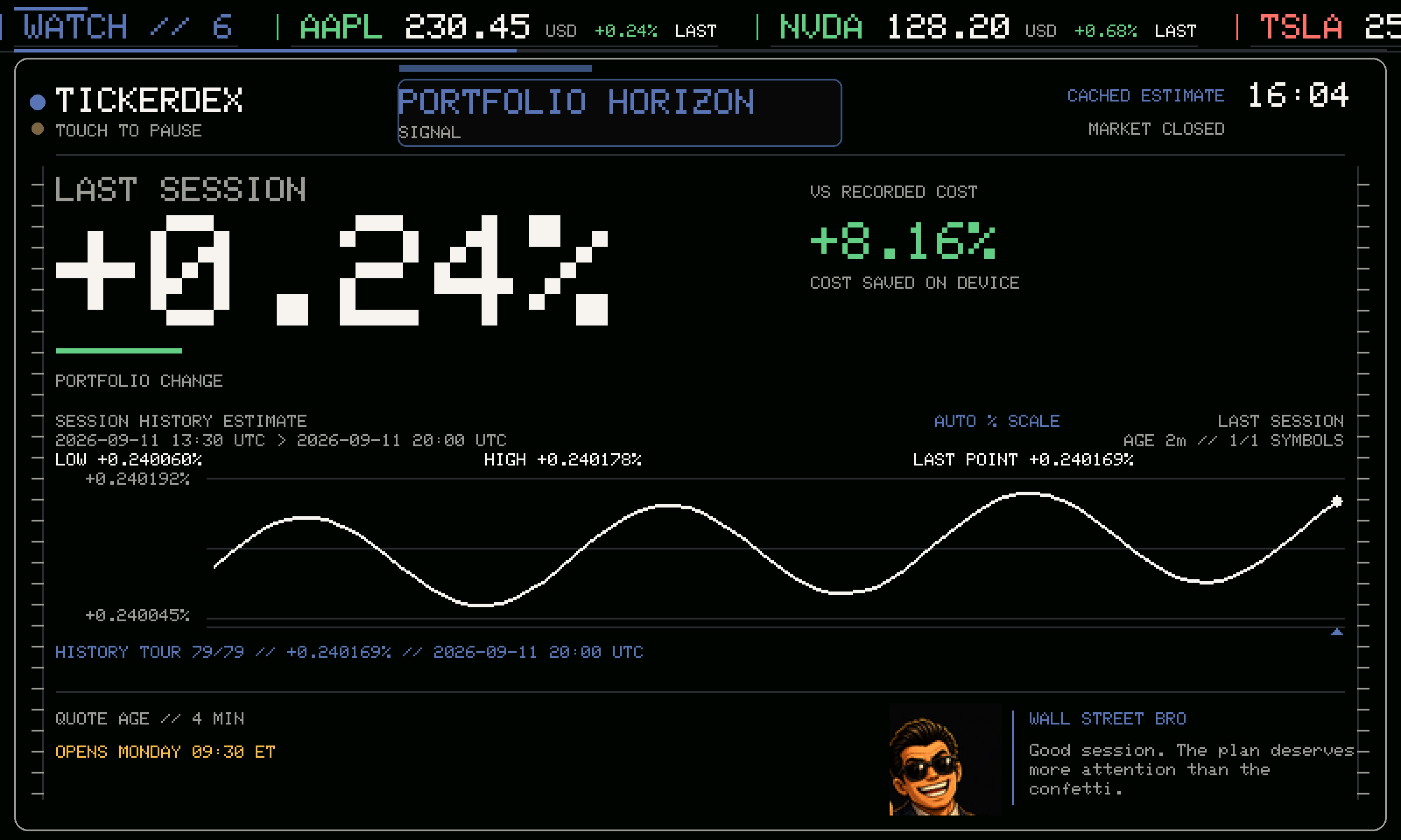 Horizon du portefeuille en veille — thème Signal — reconstitution avec données fictives.
