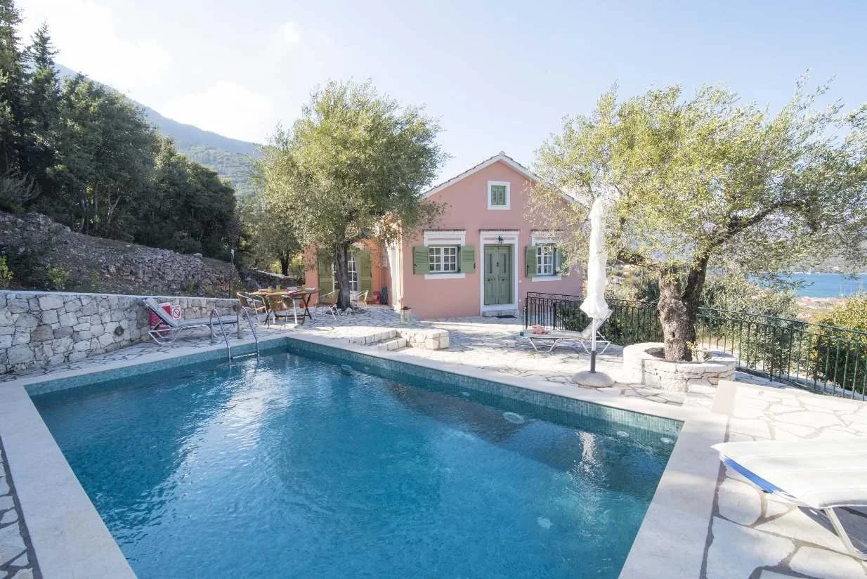 Villa Nondas private pool and villa exterior in Ithaca