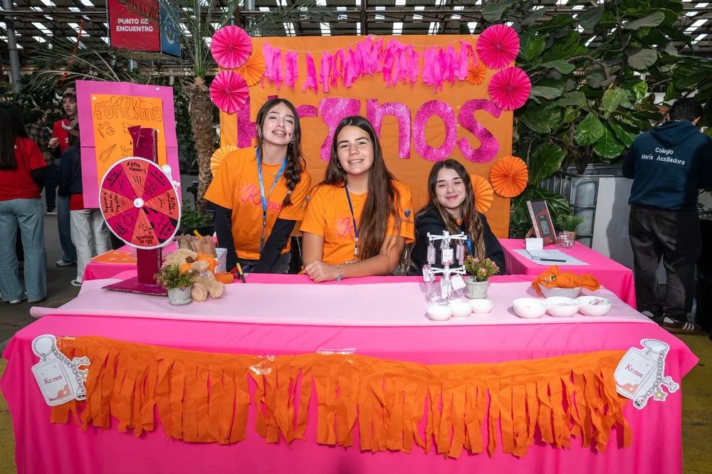 Students at their stand during a trade fair