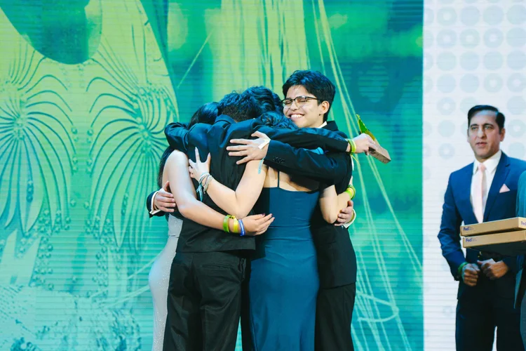Celebrating on stage