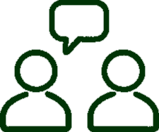 Two people with chat bubble icon
