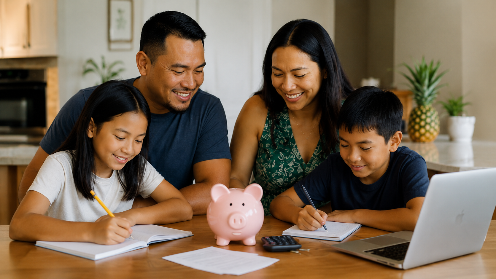 A local Hawaiʻi ʻohana together, the kind of family this student credit card guide is written for