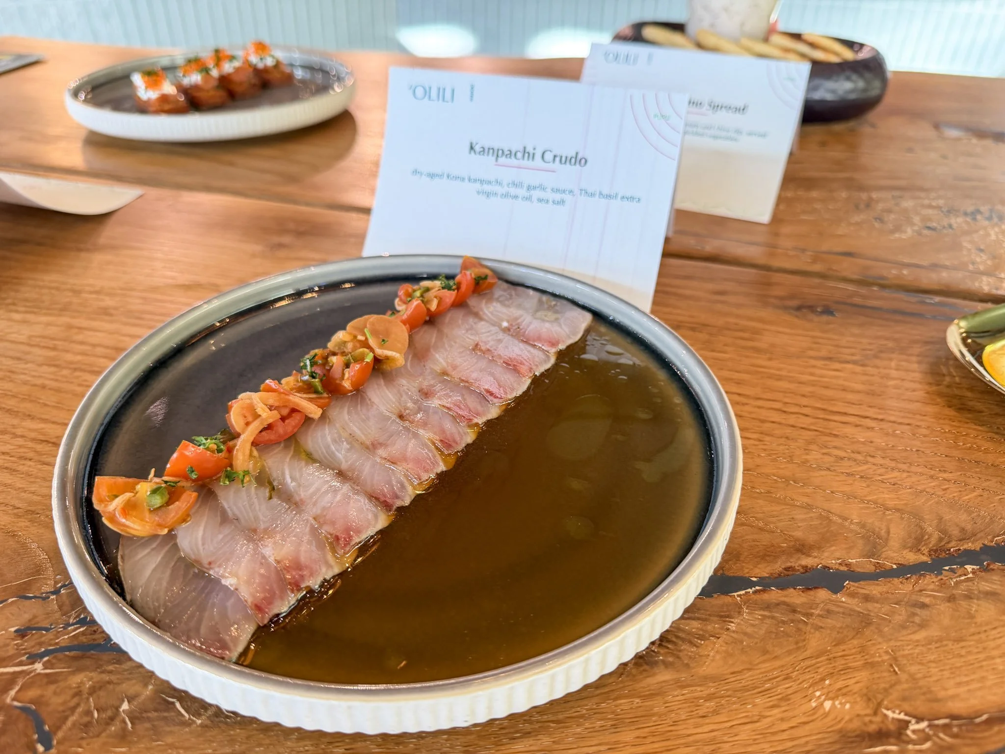 Dish and drinks at ʻOlili Waikiki during the reopening preview, photo 5