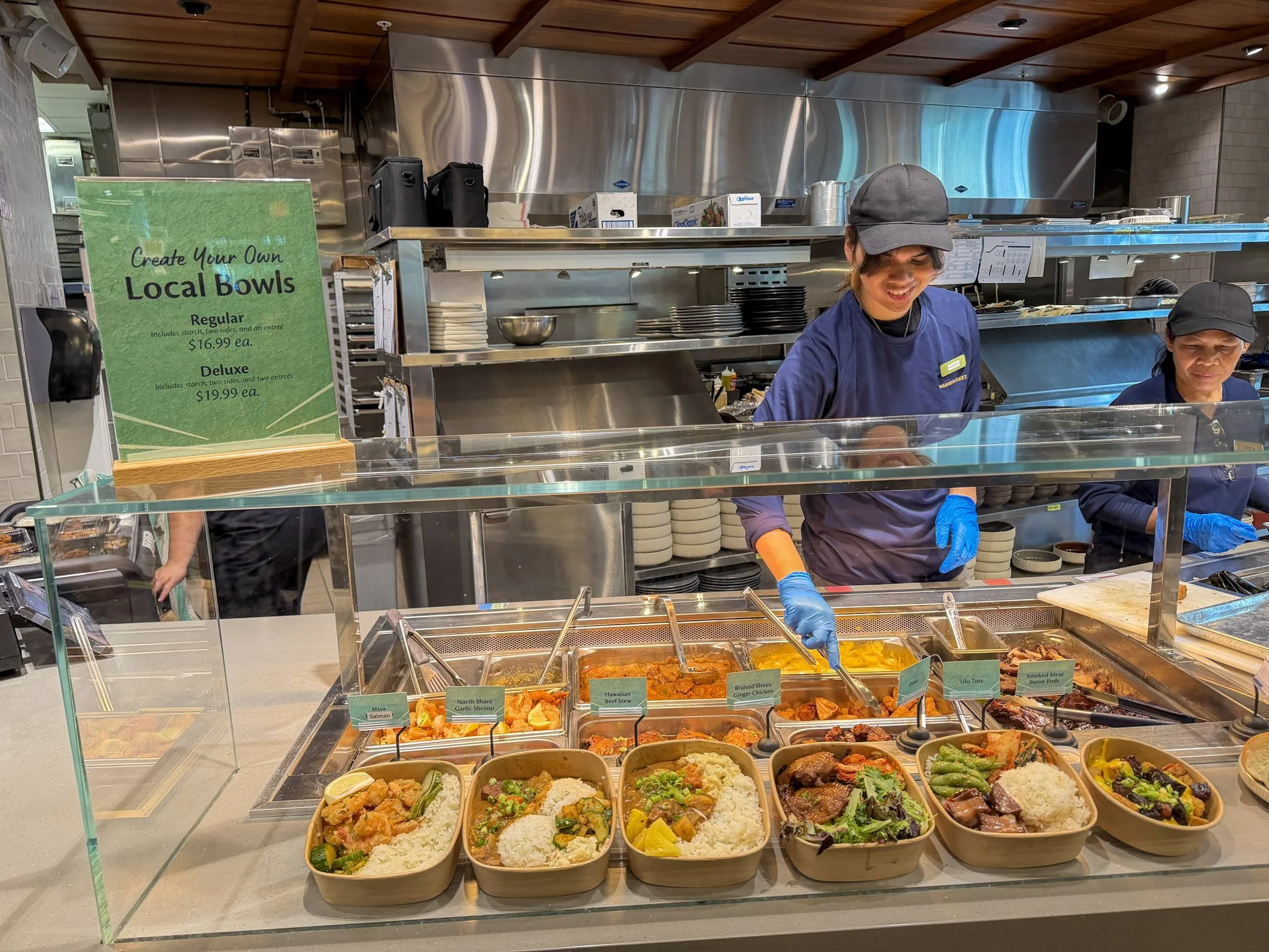 Waikiki Market food station display on reopening day, photo 4